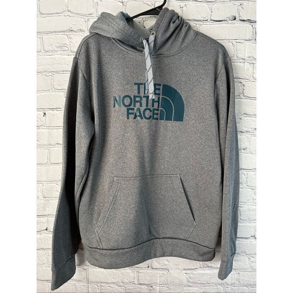 The North Face Half Dome Pullover Hoodie Men’s Medium Gray Teal Logo